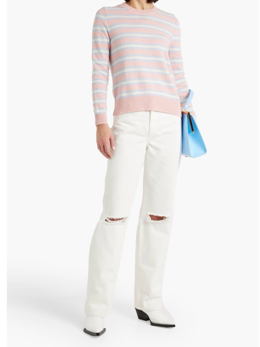 Nobody Denim off-White Straight-Leg Ripped Jeans